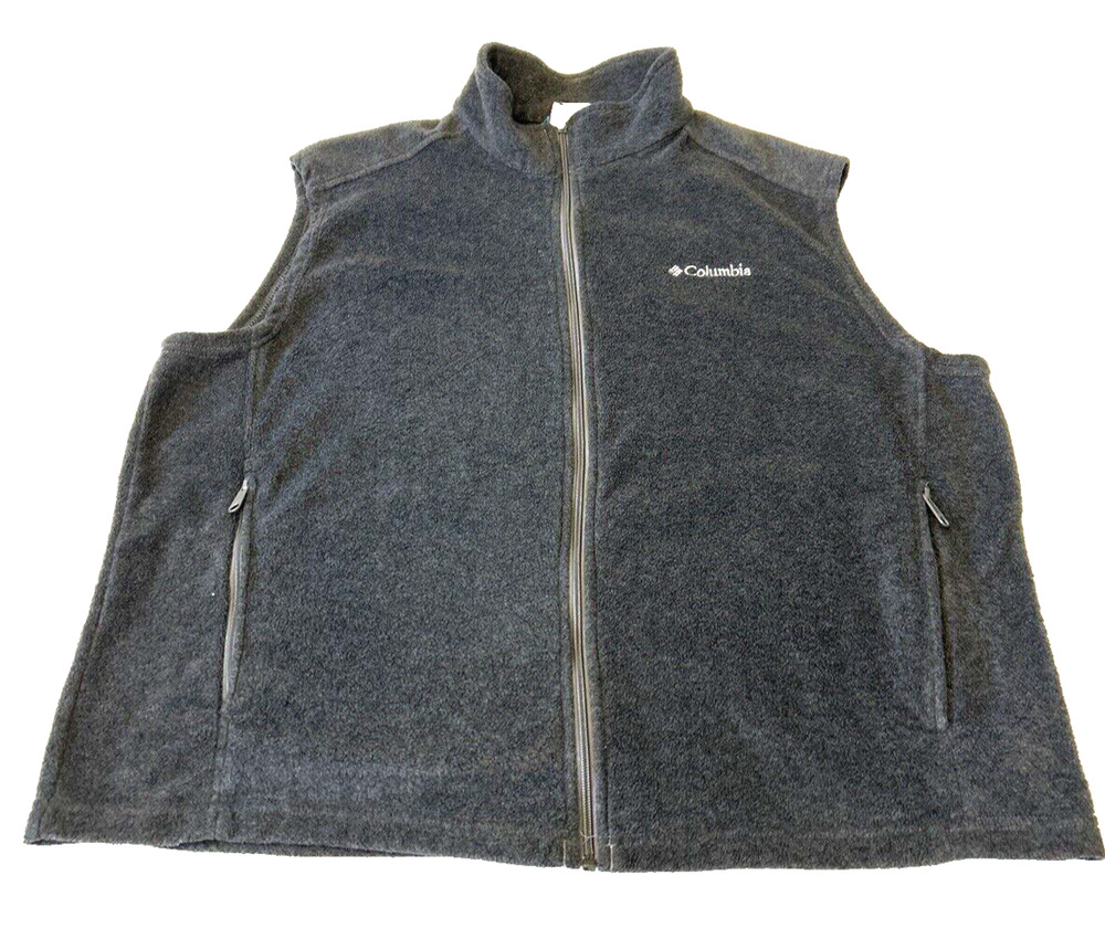 Columbia Men's Fleece Vest Sz. XXL Charcoal Gray Hiking Jacket Full Zip Outdoor